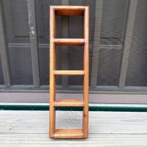 Handmade Wood Medium Brown Stained Tiered Wall Mounted Trinket Display Shelf